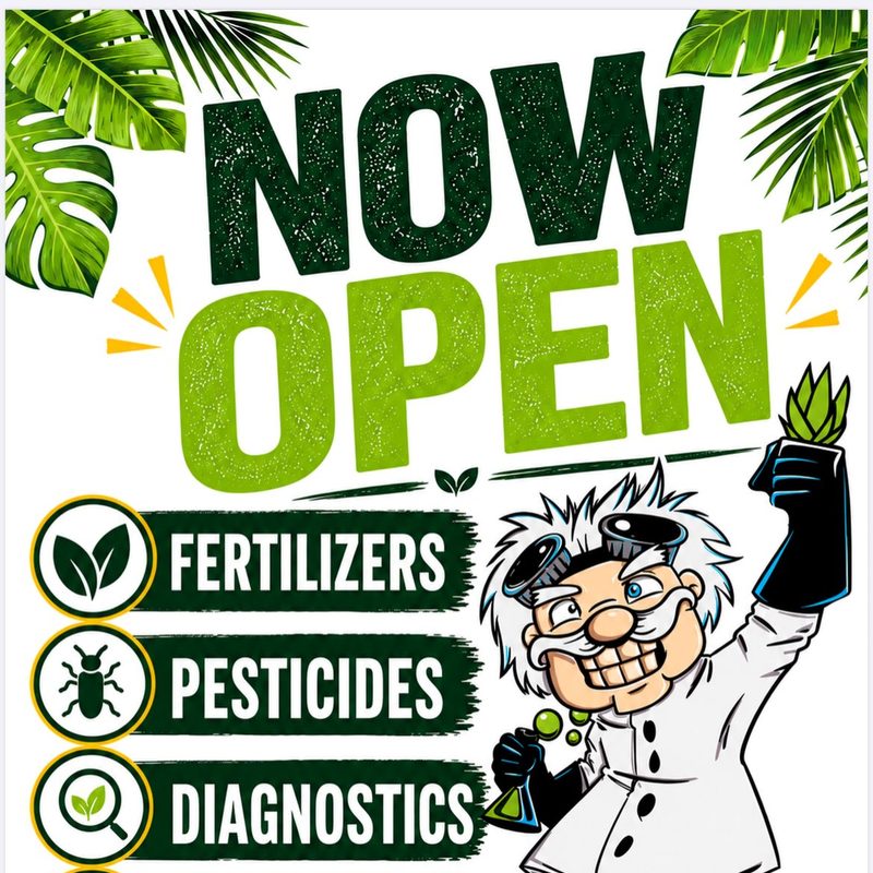 The Plant Pharmacy is now open: fertilizers, pesticides, diagnostics and lawn and garden supplies